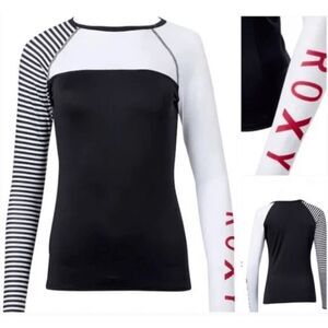 Roxy Women's Stripe UPF 50+ Long Sleeve Rash Guard Size L